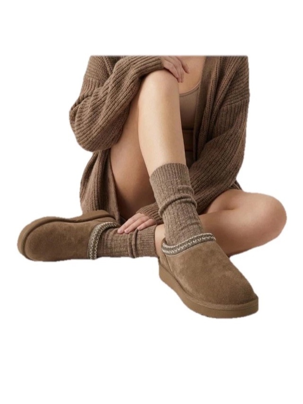 CUSHIONAIRE Women's Keto Slip-On Suede Mule Slipper Cozy Stylish Memory Brown 8. - Picture 3 of 15